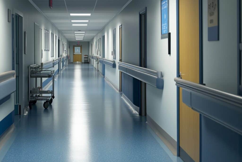 A hospital hallway in the concept of 'top services and amenities in South London'.
